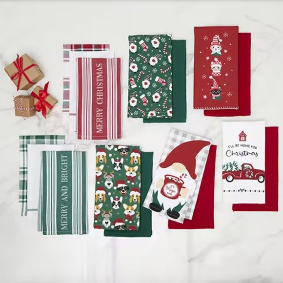 Merry & Bright Kitchen Towels - Green (set of 3) - Picture 1 of 3